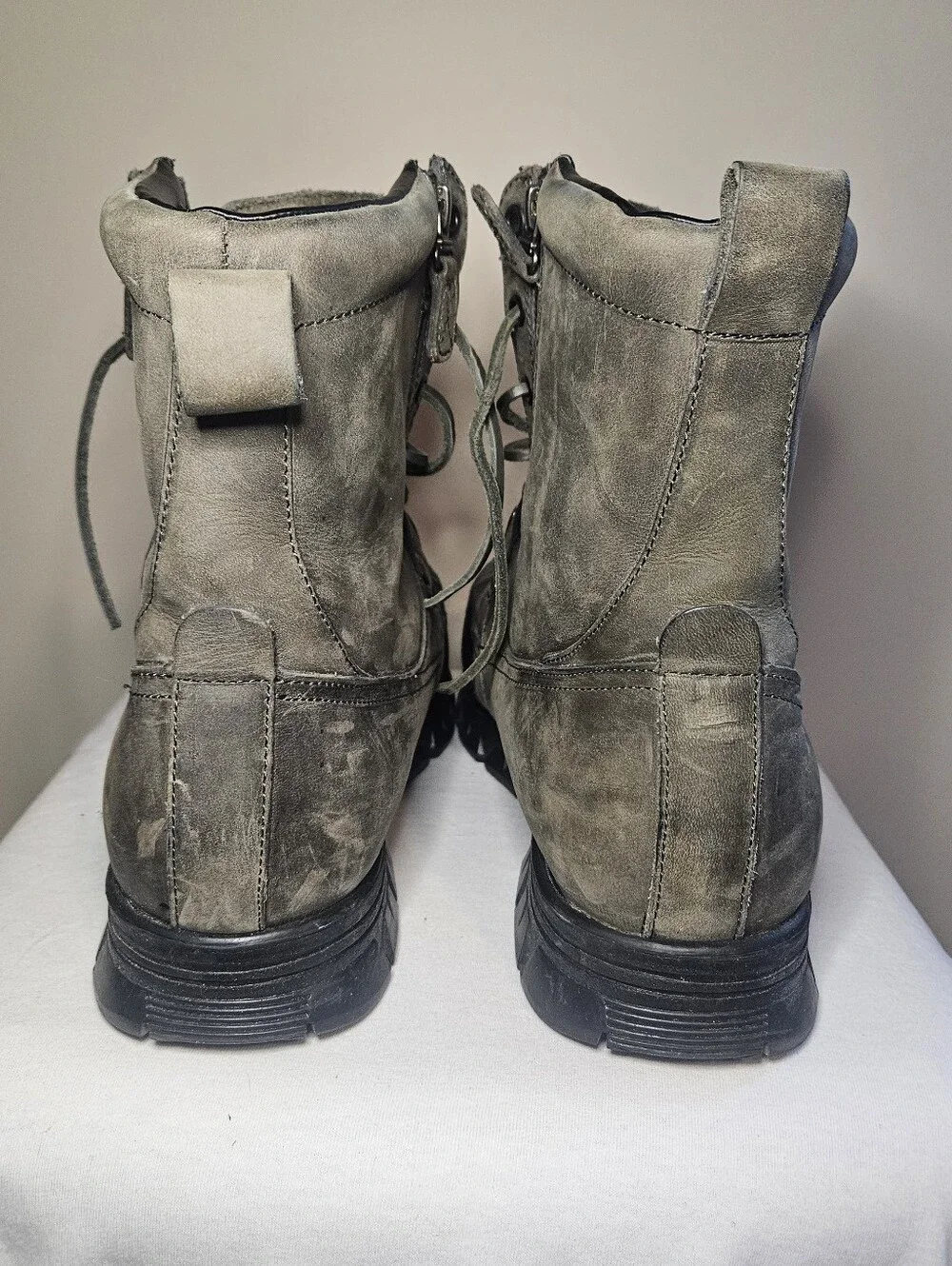 Polo by Ralph Lauren Men's Olive Gray Suede Lace-Up Strap Boots